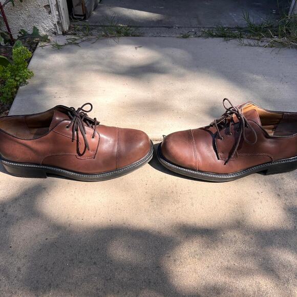 Brown chunky leather lace up oxfords main image 4